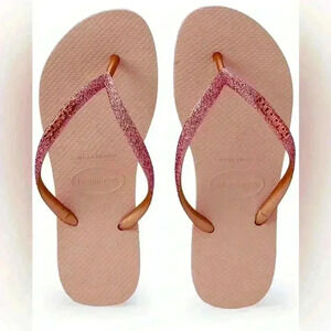 Havaianas rose slim sparkle ll‎ women’s pink/purple flip flops women’s size 6
